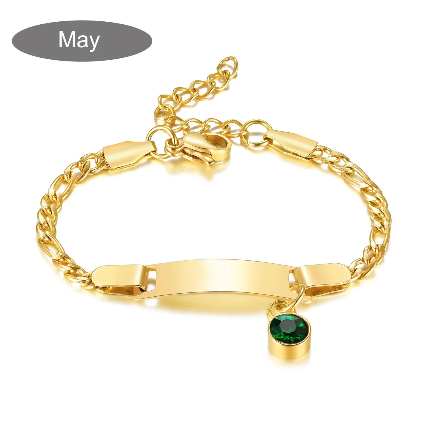 Personalized Birthstone Charm Bracelet – Custom Name & Birthstone Gift for Mom