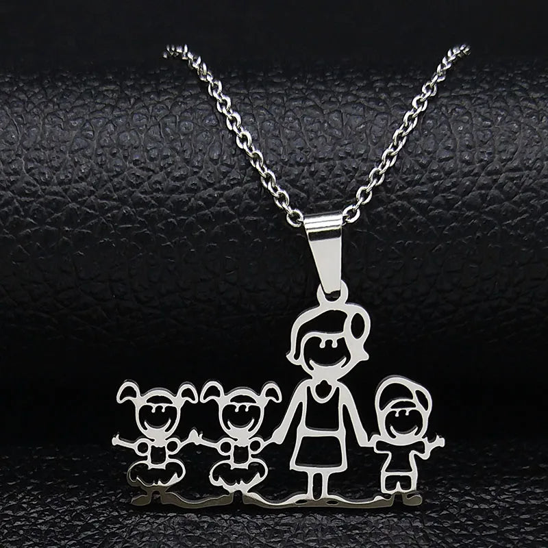 Mama Family Stainless Steel Necklace