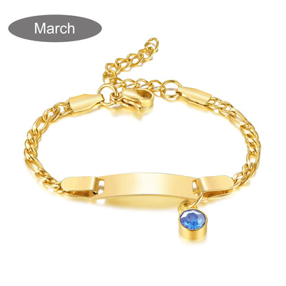 Personalized Birthstone Charm Bracelet – Custom Name & Birthstone Gift for Mom