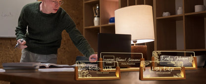 Personalized Light Up Name Sign — Custom Acrylic Desk Plaque with LED Base