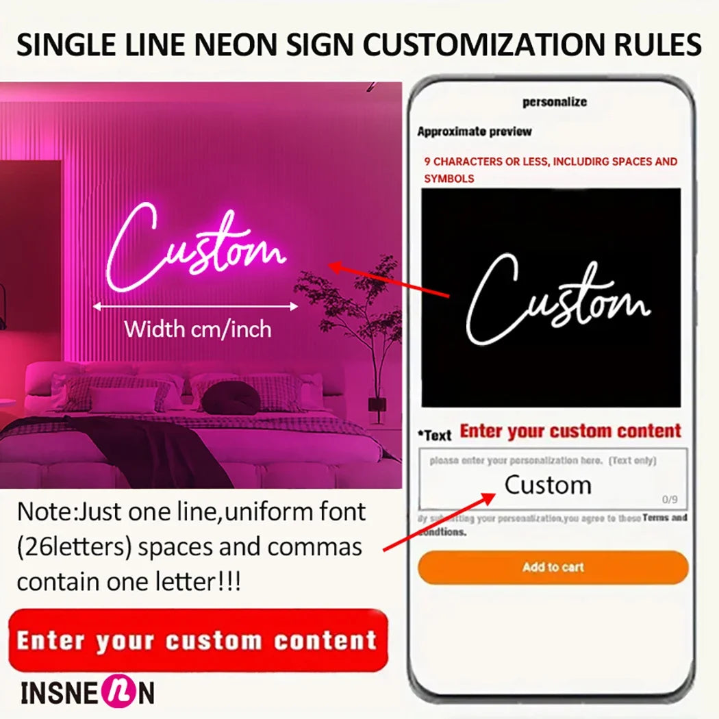 Custom LED Neon Name Sign - Personalized Light for Bedroom, Kids Room & Wall Decor