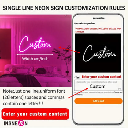 Custom LED Neon Name Sign - Personalized Light for Bedroom, Kids Room & Wall Decor