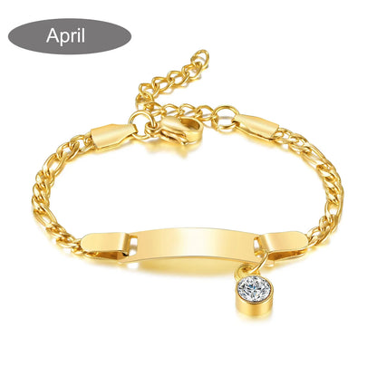 Personalized Birthstone Charm Bracelet – Custom Name & Birthstone Gift for Mom