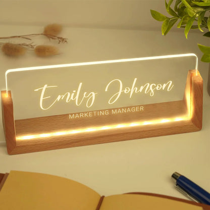 Personalized Light Up Name Sign — Custom Acrylic Desk Plaque with LED Base