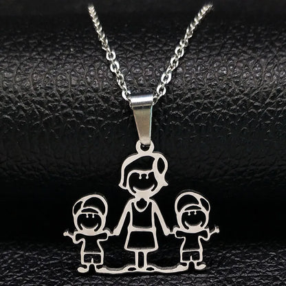 Mama Family Stainless Steel Necklace