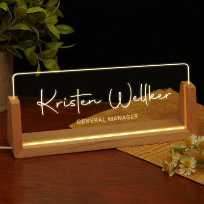 Personalized Light Up Name Sign — Custom Acrylic Desk Plaque with LED Base