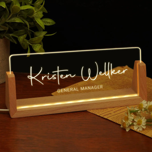 Personalized Light Up Name Sign — Custom Acrylic Desk Plaque with LED Base
