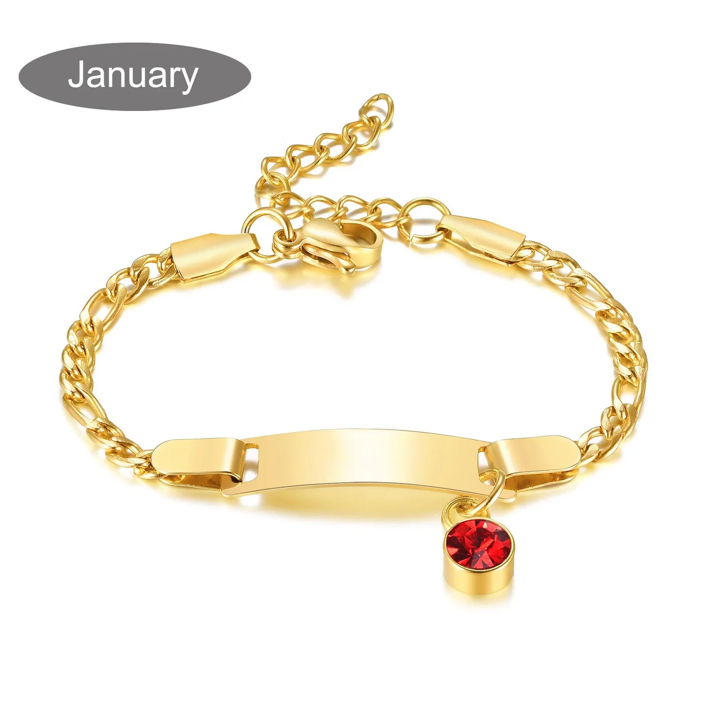 Personalized Birthstone Charm Bracelet – Custom Name & Birthstone Gift for Mom