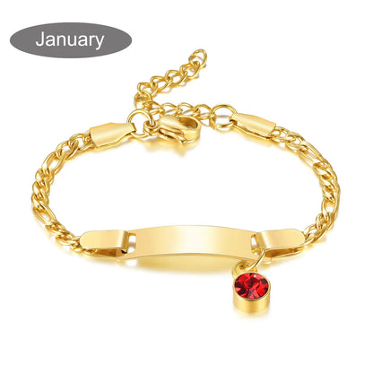 Personalized Birthstone Charm Bracelet – Custom Name & Birthstone Gift for Mom