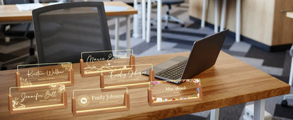 Personalized Light Up Name Sign — Custom Acrylic Desk Plaque with LED Base