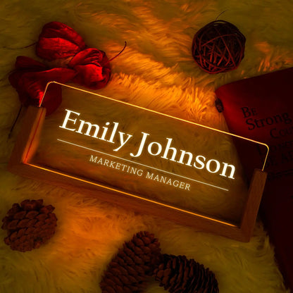 Personalized Light Up Name Sign — Custom Acrylic Desk Plaque with LED Base