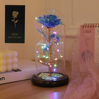 LED Enchanted Galaxy Rose with Fairy Lights in Dome