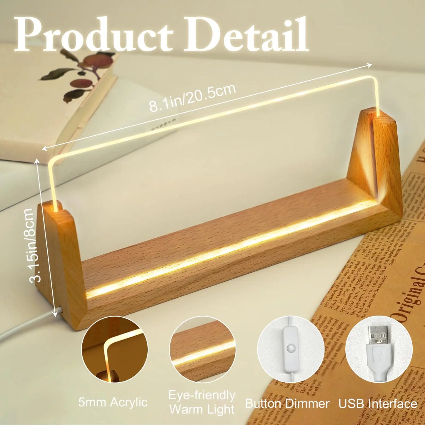 Personalized Light Up Name Sign — Custom Acrylic Desk Plaque with LED Base